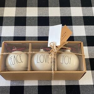 Rae Dunn Cream Holiday Ornament Trio